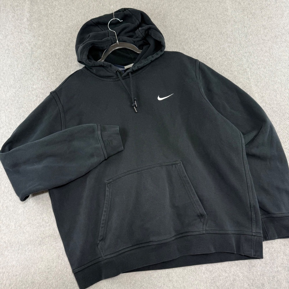 Nike Hoodie Mens XL Black Embroidered Swoosh Pullover Fleece 826433-010